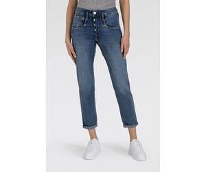 7/8-Jeans HERRLICHER "Shyra Cropped Denim Comfort", Damen, Gr. 26, N-Gr, blau (snake blau), Denim/Jeans, Obermaterial: 98% Baumwolle, 2% Elasthan, 7/8-Länge, Jeans, mit halb verdeckter Knopfleiste (61