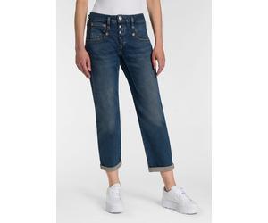 7/8-Jeans HERRLICHER "Shyra Tap Denim", Damen, Gr. 28, N-Gr, gusty, Denim/Jeans, Obermaterial: 97% Baumwolle, 3% Elasthan, gerade 7/8-Länge, Jeans 7/8-Jeans, mit Abnähern (69161957-28)