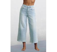 7/8-Jeans LASCANA "in modischer Culotte-Form", Damen, Gr. 44, N-Gr, blau (light blau washed), Denim/Jeans, Obermaterial: 98% Baumwolle, 2% Elasthan, unifarben, figurumspielend knöchelfrei, Jeans, aus