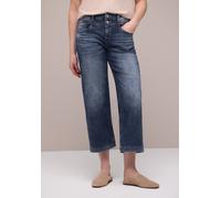 7/8-Jeans STREET ONE "Style Emee", Damen, Gr. 30, Länge 26, dunkelblau wash, Denim/Jeans, Obermaterial: 78% Baumwolle, 21% Polyester, 1% Elasthan, unifarben, loose fit 7/8-Länge, Jeans, im Loose Fit u