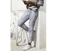7/8-Jeggings LASCANA "aus weichem Stretch-Denim", Damen, Gr. 40, N-Gr, schwarz-weiß (sanftes weiß, anthrazit bedruckt), Denim/Jeans, Obermaterial: 67% Baumwolle, 29% Polyester, 4% Elasthan, bedruckt, 