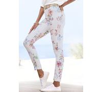7/8-Jeggings LASCANA, Damen, Gr. 44, N-Gr, bunt (bunt bedruckt), Denim/Jeans, Obermaterial: 67% Baumwolle, 29% Polyester, 4% Elasthan, bedruckt, sehr figurbetont 7/8-Länge, Hosen, mit Blumenprint, Ski