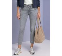 Slim-fit-Jeans STREET ONE, Damen, Gr. 29, Länge 26, grau (light grau random wash), Jeans, 85% Baumwolle, 9% Polyester, 4% Elastomultiester, 2% Elasthan, unifarben, 7/8-Länge, Jeans Slim-fit-Jeans, Mid