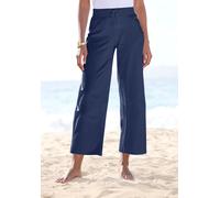 7/8-Strandhose BEACHTIME BY LASCANA, Damen, Gr. 52/54, N-Gr, blau (marine), Jersey, Obermaterial: 95% Baumwolle, 5% Elasthan, unifarben, figurumspielend 7/8-Länge, Hosen, aus weichem Jersey, Wide-Leg,