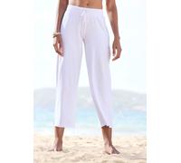 7/8-Strandhose BEACHTIME BY LASCANA, Damen, Gr. 52/54, N-Gr, weiß, Jersey, Obermaterial: 95% Baumwolle, 5% Elasthan, figurumspielend 7/8-Länge, Hosen, aus weichem Jersey, Wide-Leg, Jogginghose, Relaxh