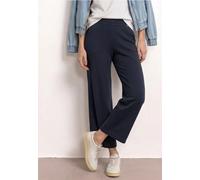 Jerseyhose STREET ONE, Damen, Gr. 38, Länge 26, tiefblau, Jersey, 95% Viskose, 5% Elasthan, unifarben, loose fit knöchelfrei, Hosen Jerseyhose, High Waist (15179260-38) tiefblau
