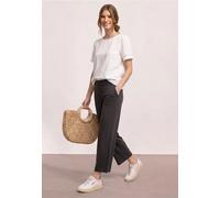 Jerseyhose STREET ONE, Damen, Gr. 42, Länge 26, deep earth, Jersey, 95% Viskose, 5% Elasthan, unifarben, loose fit knöchelfrei, Hosen Jerseyhose, High Waist (17789262-42) deep earth
