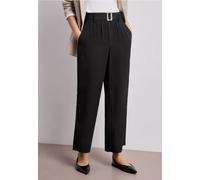 Stoffhose STREET ONE, Damen, Gr. 46, Länge 26, schwarz, Stoff, 100% Viskose, unifarben, comfort fit 7/8-Länge, Hosen Stoffhose, mit Gürtel (72124118-46) schwarz