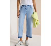 Loose-fit-Jeans CECIL, Damen, Gr. 30, Länge 26, light blau random bleached, Jeans, 77% Baumwolle, 20% Polyester, 3% Elasthan, unifarben, kniebedeckend, Jeans, mit Wide Legs (36123946-30) light blau ra