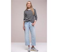 Loose-fit-Jeans STREET ONE "Style Emee", Damen, Gr. 32, Länge 26, bleached random wash, Denim/Jeans, Obermaterial: 89% Baumwolle, 8% Polyester, 3% Elasthan, unifarben, loose fit lang, Jeans, Wide Leg