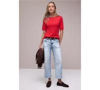 Loose-fit-Jeans STREET ONE, Damen, Gr. 31, Länge 26, bleached random wash, Jeans, 89% Baumwolle, 8% Polyester, 3% Elasthan, unifarben, knöchelfrei, Jeans, High Waist (68907548-31) bleached random wash