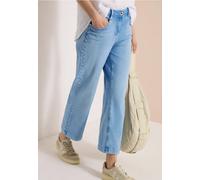 Loose-fit-Jeans CECIL, Damen, Gr. 29, Länge 26, light blau random bleached, Jeans, 84% Baumwolle, 13% Polyester, 3% Elasthan, unifarben, 7/8-Länge, Jeans, mit Wide Legs (77254460-29) light blau random