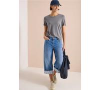 Cecil Damen 7/8 Wide Leg Jeans mit Turn-Up-Detail in Blau, Gr: 26
