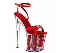 7.87IN Damen Plateau Rote Sandalen Knöchelriemen Stilettos Offene High Heels Stiletto Pumps Sexy Pole Dance Striptease Schuhe Unisex,Rot,39 EU