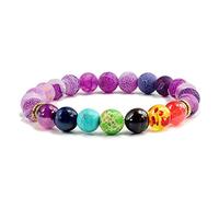 7 Chakra Armband Männer Schwarz Lava Tigerauge Steine Heilung Balance Perlen Reiki Buddha Gebet Naturstein Yoga Armbänder Armreifen