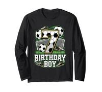 7. Geburtstag 7 Jahre Alter Junge Fußballtor Nummer 7 Sieben Langarmshirt