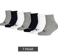 PUMA KIDS Quarter Socken Sneaker Gr. 23 - 42 für Mädchen und Jungen 7 Paar , Farbe:882 - grey/white/black, Socken & Strümpfe:23-26