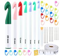 7 Sizes Crochet Hooks Set (7mm-20mm) with 9 Pcs Large-Eye Blunt Needle
