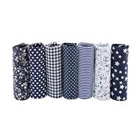 7 Stück Baumwollstoff Meterware Stoffpaket, 25 x 25 cm Stoffe zum Nähen Patchwork Stoffe Paket zum Quilten DIY Basteln Handwerken (Dunkelblaue)