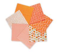 7 Stück Baumwollstoff Stoffpaket 50 x 50 cm, Patchwork Stoffe, Stoffreste - DIY Stoff für Basteln, Quilten, Deko & Puppenkleidung Reiner Baumwolle, Modischen Mustern (Orange)