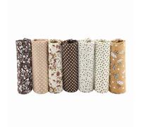 7 Stück Baumwollstoff zum Nähen, 25 x 25 cm Baumwollstoff Meterware Stoffpaket Stoffreste zum Nähen Patchwork Stoffe zum Quilten DIY Basteln Handwerken (Kaffee)