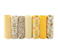 7 Stück Baumwollstoff zum Nähen, 25 x 25 cm Baumwollstoff Meterware Stoffpaket Stoffreste zum Nähen Patchwork Stoffe zum Quilten DIY Basteln Handwerken (Gelb)