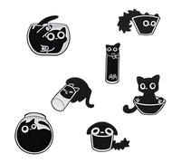 7 Stück Pins Anstecker Schwarze Katze Niedliche Schwarze Katze Emaille Pin Abzeichen Cartoon Tier Anstecknadel für Kleidung Rucksäcke Hutdekoration