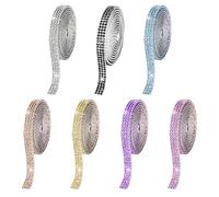 7 Stück Strassaufkleber, selbstklebende Strassbänder, glänzende Strassaufkleber, selbstklebende Klebebandrollen, dekorative glänzende Strassbänder, DIY-Zubehör