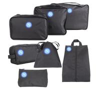 7-teiliges Koffer-Organizer-Set, mit Logo, bedruckt, 100% PL Enzo Castellano SSC NAPOLI 121855, Schwarz, 7-teiliges Kofferset