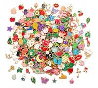 70 Stück Charms Anhänger Set, Emaille Anhänger für Armband und Schmuck DIY | Gemischte bunte Motive für Schmuckherstellung, Schlüsselanhänger Basteln, Halsketten, Freundschaftsarmbänder und Handarbeit
