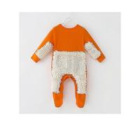 (73cm,Orange White)Baby Boys Girls Cleaning Mop Romper Baby Mop Clothes Long Sleeve Crawling Clothes Jumpsuit Cotton Infant Mop Suit GuanGuan