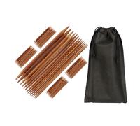 Relaxdays Nadelspielset aus Bambus, 75 doppelspitzige Stricknadeln, 15 Nadelstärken: 2 mm bis 10 mm, mit Tasche, Natur