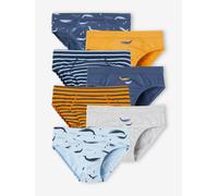 Vertbaudet 7er-Pack Jungen Slips mit Bio-Baumwolle, Wale G2 himmelblau