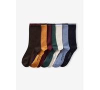 7er-Pack Kinder Socken, zweifarbig BASIC schokolade Gr. 35/37 von Vertbaudet