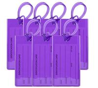 7er-Pack Kofferanhänger | Flexibler Gepäckanhänger für Koffer, Taschen und Gepäck | Adressanhänger | Namensschilder aus PVC | Luggage Tags | Lila