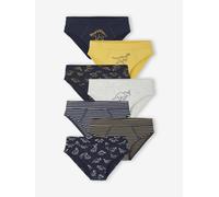 7er-Pack Slips DINO aus Bio-Baumwolle, Jungen blau Gr. 128 von vertbaudet