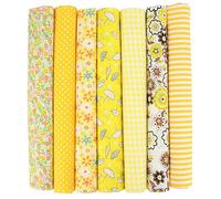 7er Set Baumwollstoff 50x50cm - Stoffe zum Nähen, Patchwork Stoffe, Stoffreste - DIY Stoff für Basteln, Quilten, Deko & Puppenkleidung - 100 % Baumwolle, Verschiedene Designs (Gelb, 50x50cm)