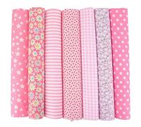 7er Set Baumwollstoff 50x50cm - Stoffe zum Nähen, Patchwork Stoffe, Stoffreste - DIY Stoff für Basteln, Quilten, Deko & Puppenkleidung - 100 % Baumwolle, Verschiedene Designs (Rosa, 50x50cm)
