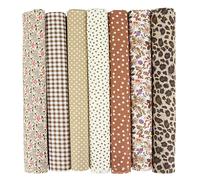 7er Set Baumwollstoff 50x50cm - Stoffe zum Nähen, Patchwork Stoffe, Stoffreste - DIY Stoff für Basteln, Quilten, Deko & Puppenkleidung - 100 % Baumwolle, Verschiedene Designs (Braun, 50x50cm)