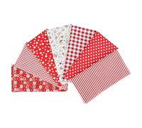 7er Set Baumwollstoff Paket,25x25cm Stoffreste zum Nähen Weihnachtsstoffe Restposten Stoffe zum Nähen Kinder Meterware,Stücke Paket zum Quilten, DIY Basteln Handwerken, Puppenkleidung(Rot)