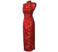 7Fairy Damen Rot Chinesisch Hochzeit Kleid Qipao Blumen Lang Schlüsselloch Größe De 38