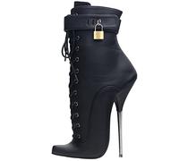7inch Ballet Lock Stiefeletten Fetisch High Heels Unisex Herren Damen Cosplay Pumps Sexy Stripper Club Pole Dance Schuhe,Schwarz,44