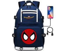 (8) 18 Zoll Super Hero Spider Man USB-Laptop-Rucksack für Jugendliche, Studenten, Männer und Frauen