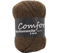 8-fädige Sockenwolle Strumpfwolle Uni - besonders warmes dickes Strumpfgarn - 100gr Knäul - 210 m Lauflänge - Nadelstärke 4,5-5,5 mm-Klassiche traditionelle Zeitlose Farben (braun 873)