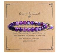 8 mm lila gestreiftes Achat-Edelstein-Armband, Geschenk für Mutter, Frauen, Tochter, Enkelin, Schwester