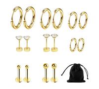 8 Paar Ohrringe mit 1 Aufbewahrungstasche, Ohrringe, Ohrringe, hypoallergene Ohrringe, Metallohrringe, modische und vielseitige Accessoires, Damen-Ohrring-Set, schlichte und elegante Ohrringe.