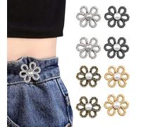 8 Paare Jeans Knopf,Knöpfe Hosen Enger Machen,Hosenknöpfe zum Stecken Hose Enger Machen Clip Blumen Perlen Einsteller Hosenknöpfe Hosen Knopf Spanner Fastener Kleidung Verstellbare Taille Schnallen