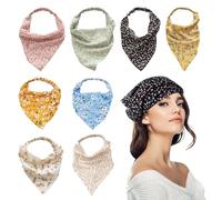 8 Stück Blumen-Dreieckstuch Für Damen, Sommer-Handtuch Zum Binden Der Haare, Dreieckstuch-Stirnband