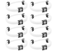 8 Stück christliches Jesus Kreuzarmband aus geflochtener Kordel für Männer und Frauen, maritimes Surf-Strandarmband-Geschenkset für Sportler, handgefertigtes gewebtes Armband mit verstellbarem Weiß