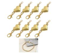 8 Stück Gold Armband Verschluss Magnetische Kettenverschluss, Schmuckverschluss Herzform, Magnetverschluss für Armband Halskette Fußkettchen, Schmuck Verschluss zum Basteln, DIY Schmuckzubehör
